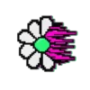 Datamosh Daisy Pin, front view