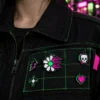 Datamosh Daisy Pin worn or in use