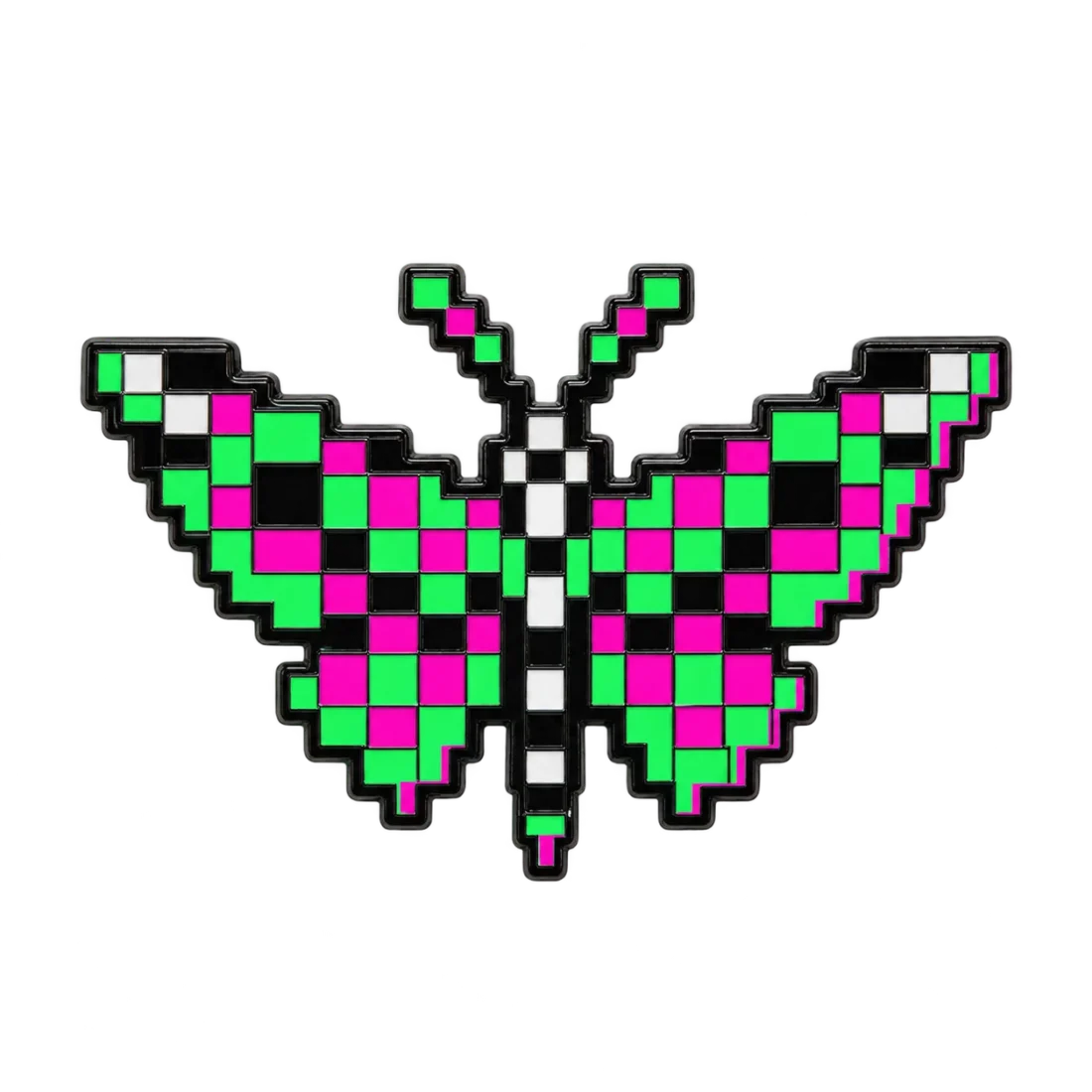 Dead Pixel Moth Pin, front view