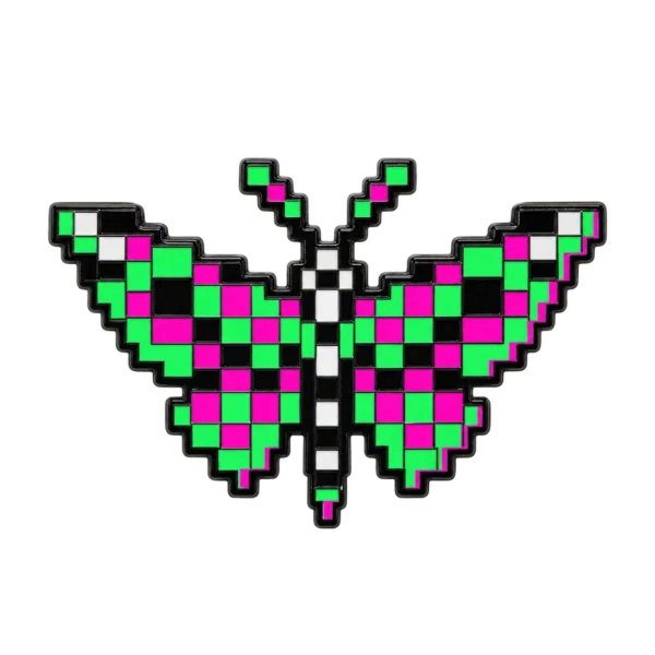 Dead Pixel Moth Pin, front view