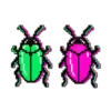 Glitch Beetle Pin Pair, front view