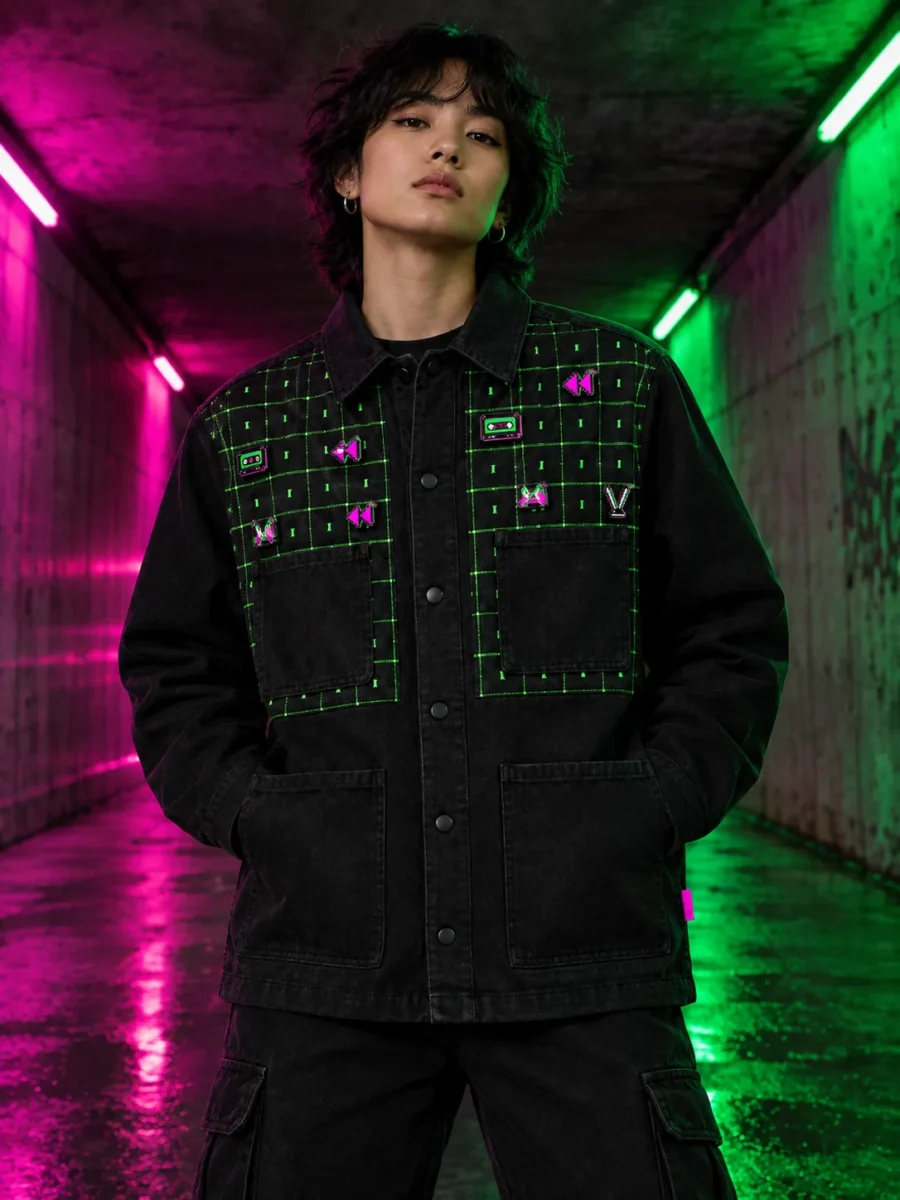 Grid Chore Jacket worn or in use
