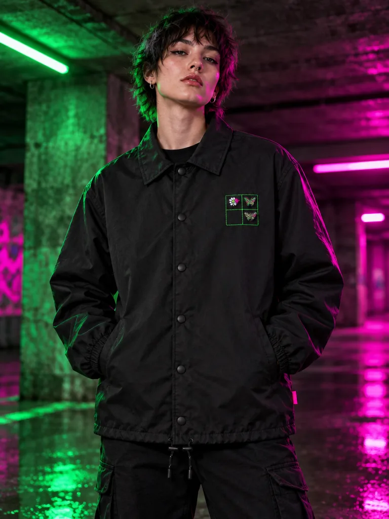 Grid Coach Jacket worn or in use