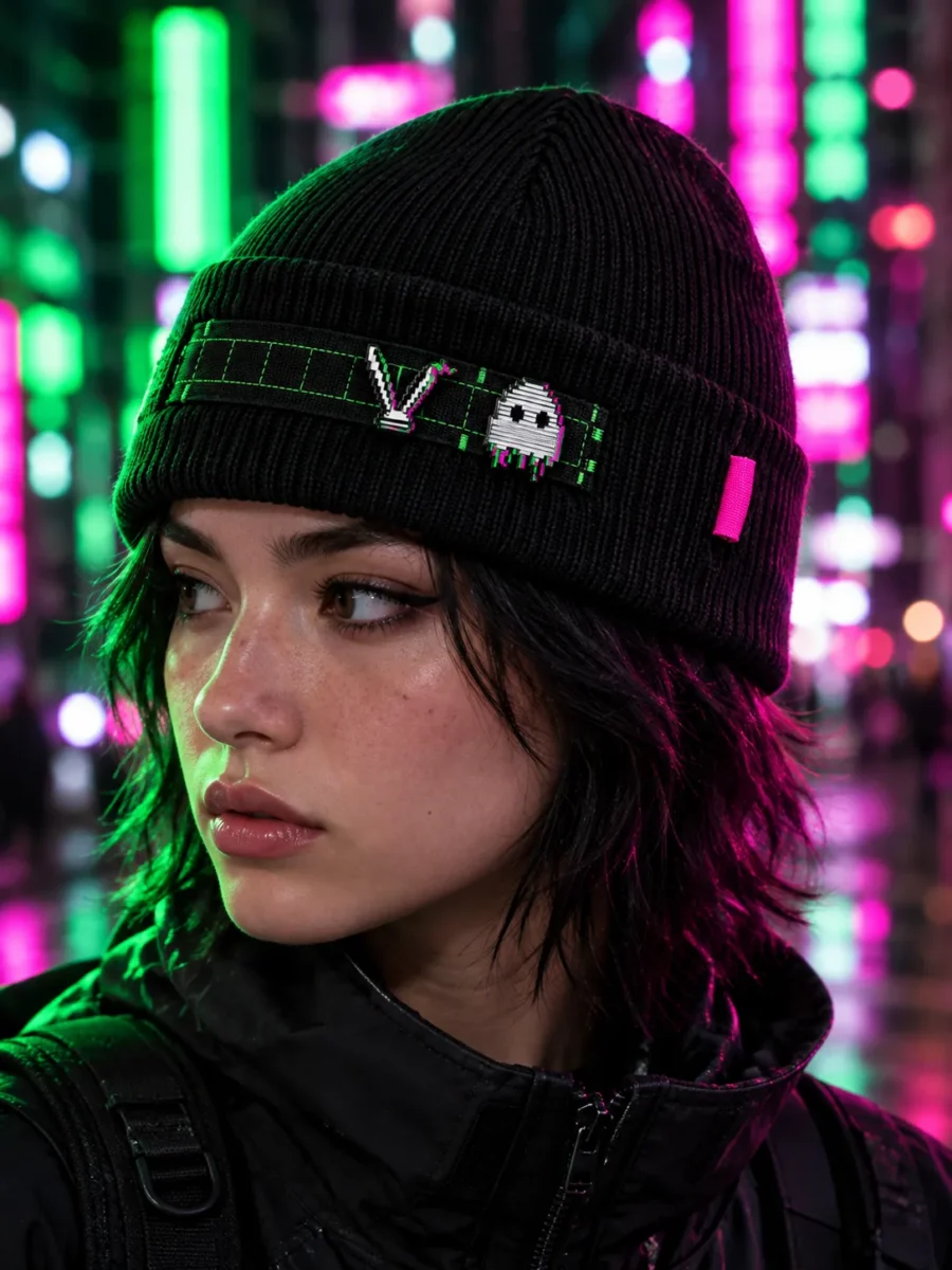 Grid Cuff Beanie worn or in use