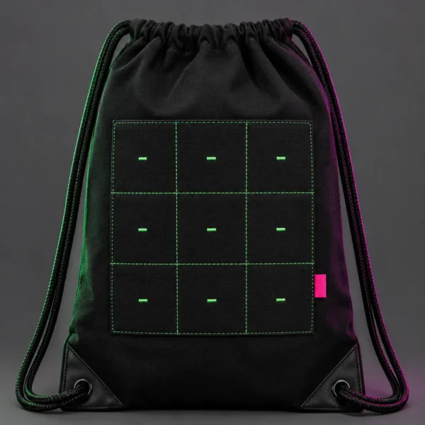 Grid Drawstring Bag, front view