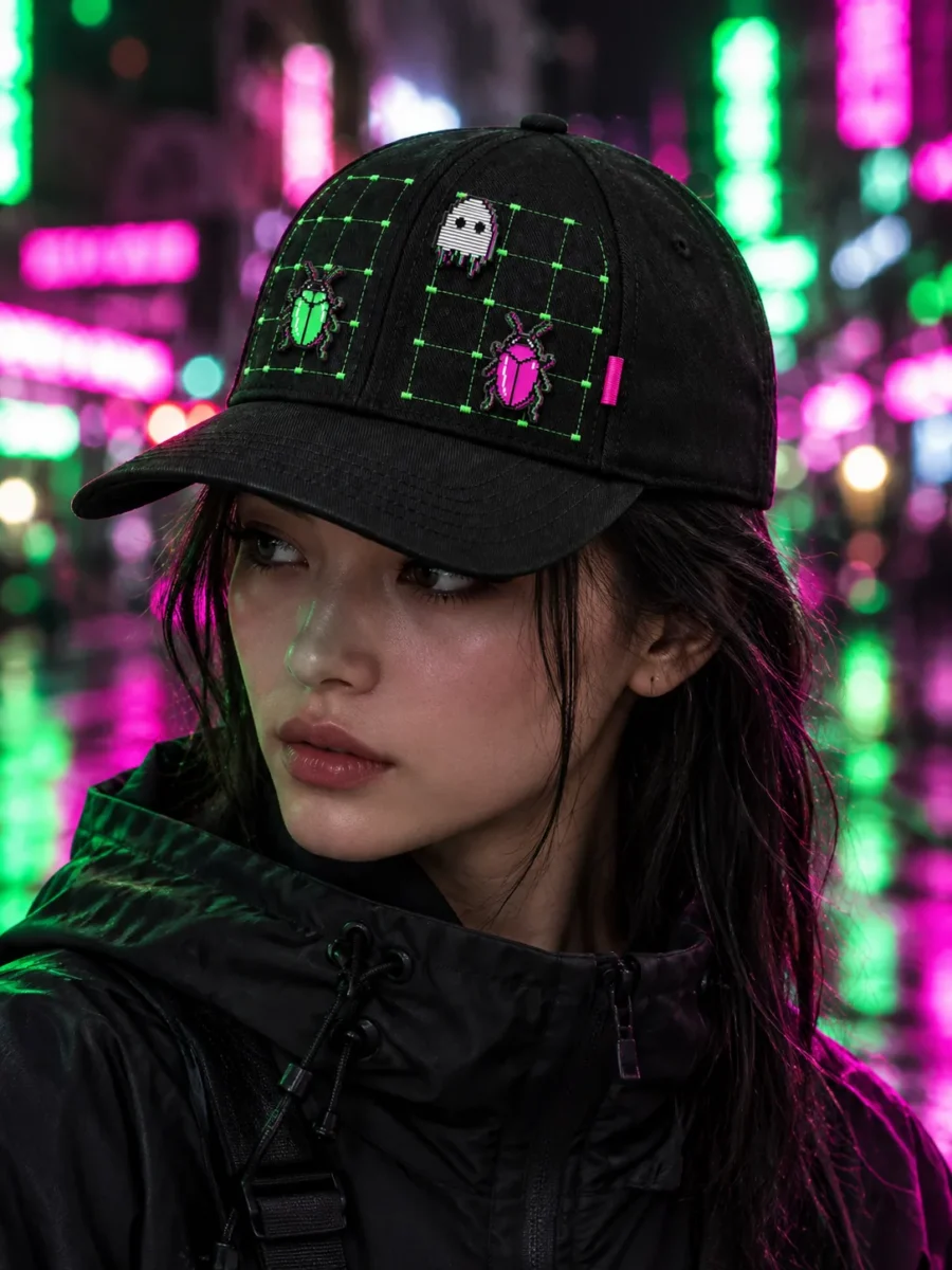 Grid Panel Cap worn or in use
