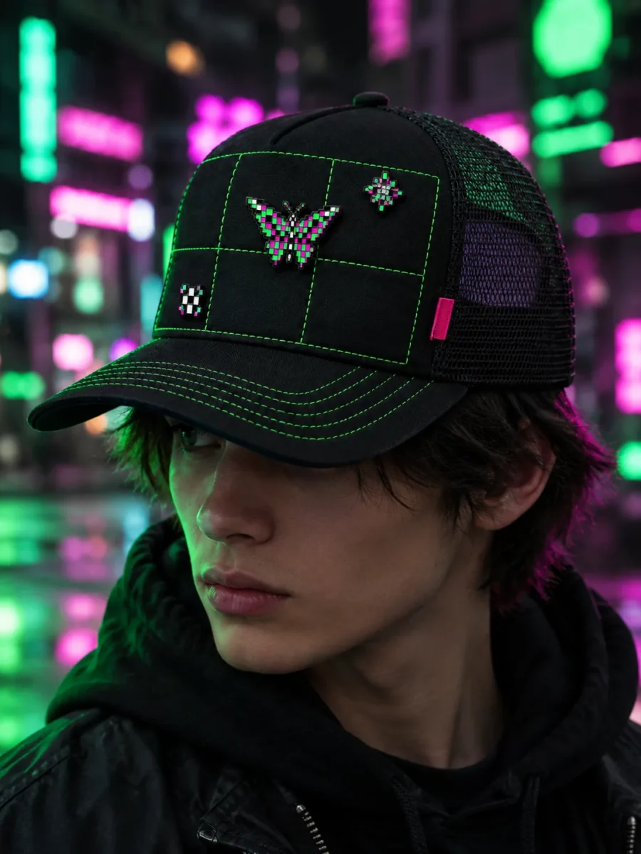 Grid Trucker Cap worn or in use