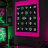 Magenta Grid Banner worn or in use