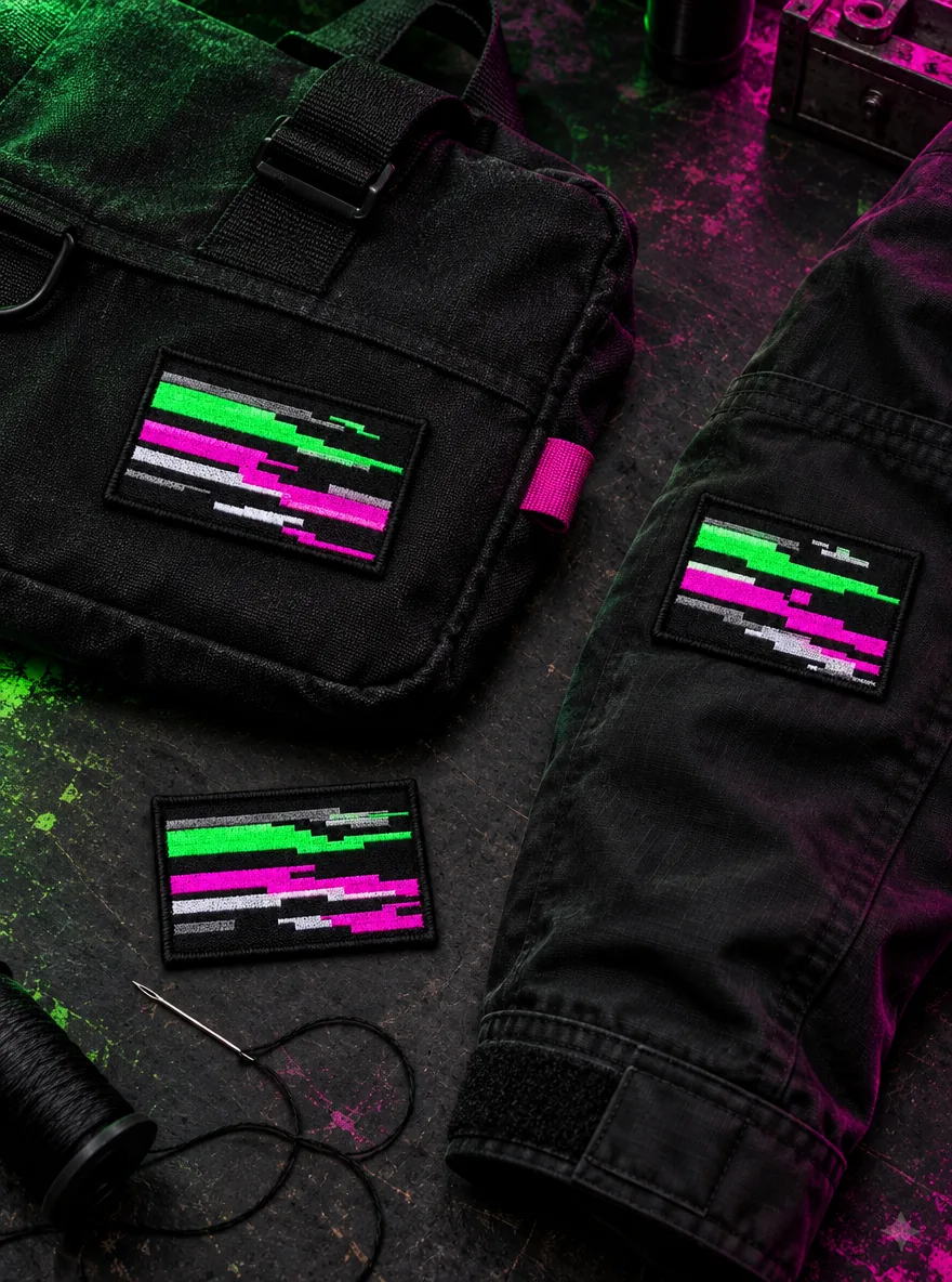 RGB Split Stripe Patch Pack worn or in use