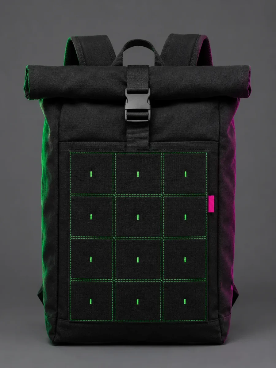 Roll-top Grid Backpack, front view