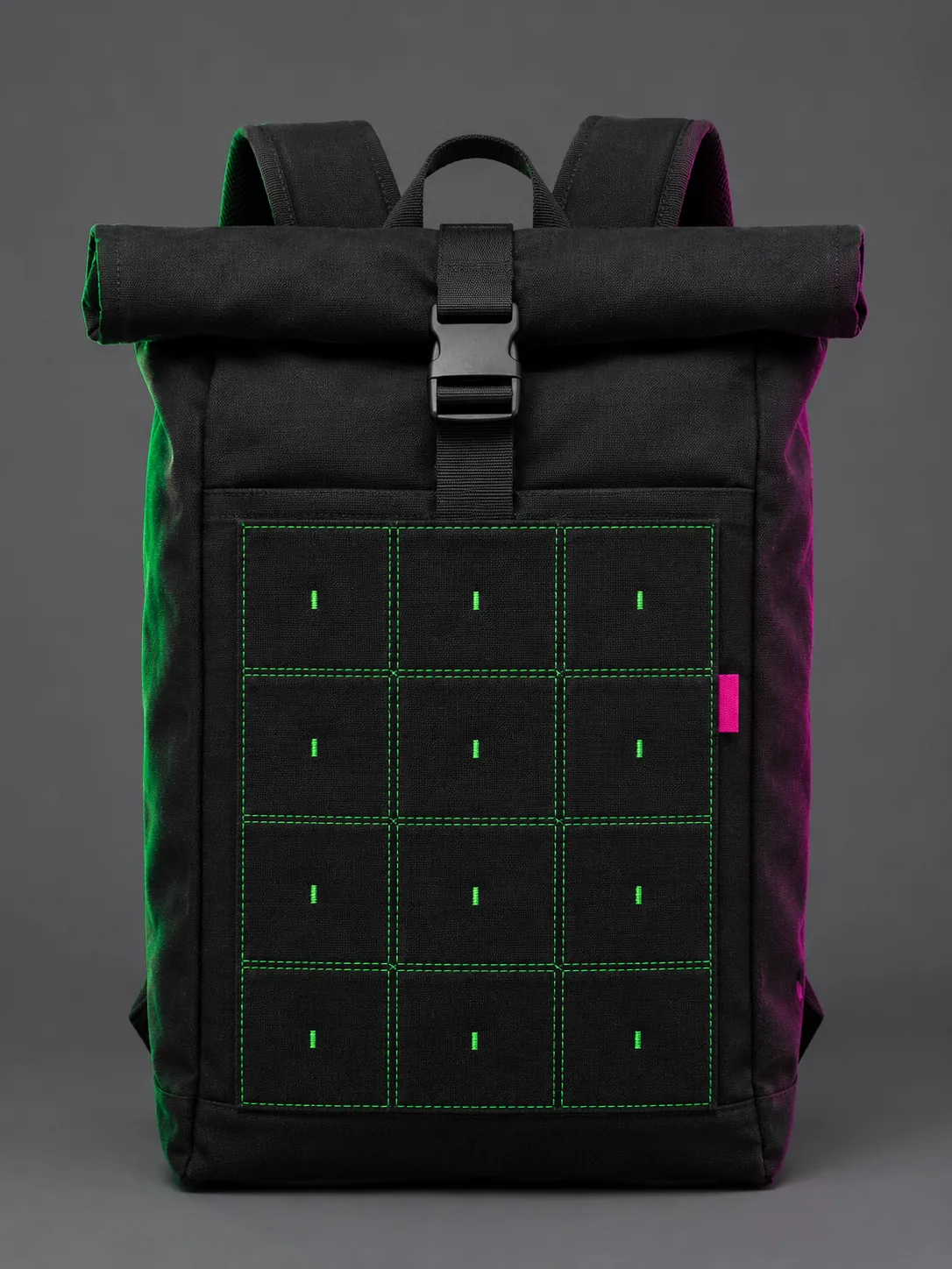 Roll-top Grid Backpack, front view