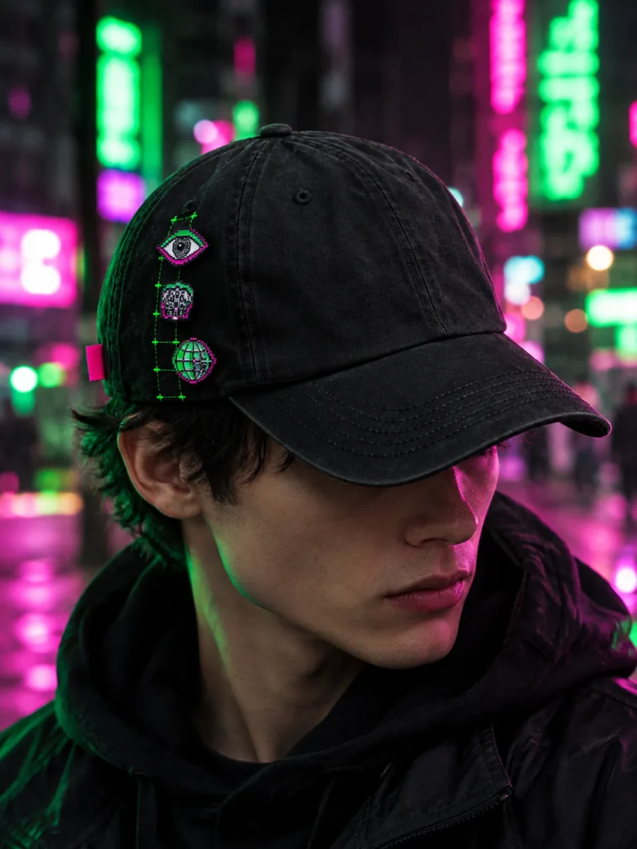 Side Grid Dad Cap worn or in use